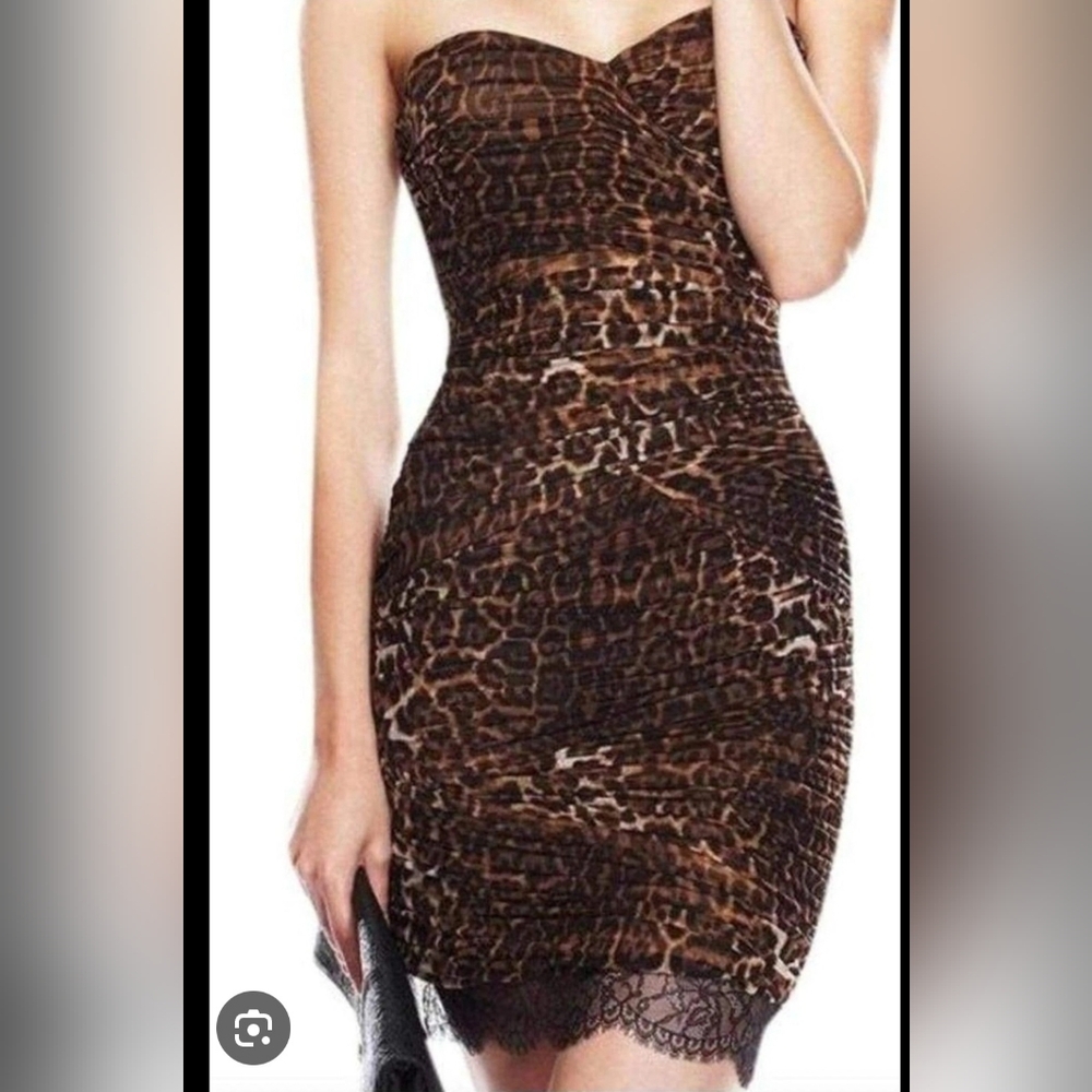 Leopard Print Strapless Dress